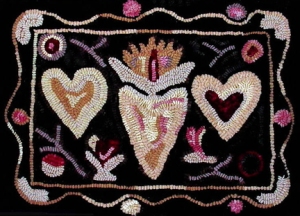 Antique Hearts - primitive rug hooking pattern
